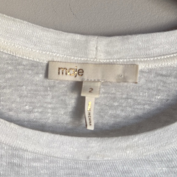 MAJE Toblo Embroidered-trim Linen T-shirt In Ecru medium - Picture 8 of 12